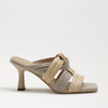Sam Edelman Karsten Ivory Leather Squared Toe Kitten Heel Strappy Fashion Mules