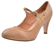 chase and chloe kimmy-21 taupe Mary Jane Nude Pumps