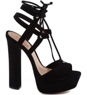 Schutz Manuella Black Suede Super High Heel Platform Pumps Sandals