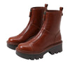 Sam Edelman Cooper Warm Chestnut Leather Lug Sole Zipper Fashion Ankle Booties
