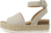 Soda Topic Light Stone Cobra Espadrille Ankle Strap Studded Platform Sandals 10