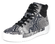 Cecelia New York Silow Leather Platform High Top Sneaker Black/White Snake