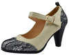 Chase & Chloe Dora-2 Round Toe Two Tone Mary Jane Pumps Silver Glitter/Cream
