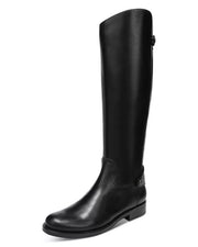Sam Edelman Mikala Wide Calf Black Leather Rounded Toe Riding Knee High Boots