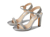 NINA Raquela True Silver Fashion Open Toee Ankle Strap Block Heeled Sandals 9.5