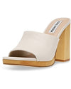 Steve Madden Josette Bone Leather Block Heel Slip On Pointed Open Toe Mules