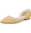 Cecelia New York Min Linen Clear Pointy Embellished Chic Transparent Ballet Flat