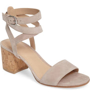 Pour La Victoire Amana Sand Two Piece Suede Ankle Strap Buckle Open Toe Pump