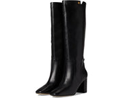 Cole Haan Chrystie Black Leather Square Toe Block Heeled Knee High Fashion Boots