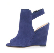 Schutz JoAnnah Navy Blue Suede Wedge Sandal Single Sole Dainty Sandals Pumps