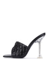Cape Robbin Rafa Black Quilted Mule Square Open Toe Stiletto Heels Pumps Sandals