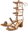 Schutz Malva Saddle Brown Suede City Block Heel Thin Strap Gladiator Sandals