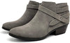 SODA Sweeten Grey Sweeten Fashion Closed Toe Straps Block Heel Ankle Booties