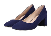 Naturalizer Rebecca Haven Blue Suede Pointed Toe Block Heeled Slip On Pumps