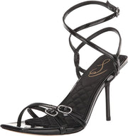 Sam Edelman Trevin Black Patent Open Toe Ankle Strap Stiletto Heeled Sandals