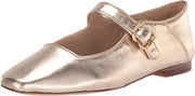 Sam Edelman Michaela Gold Mary Jane Buckled Ankle Strap Square Toe Flats