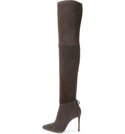 Pour La Victoire Caterina Anthracite Suede Over the Knee Pointed Stiletto Boots