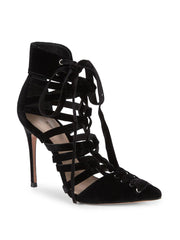 Schutz Lais Black Fashion Strappy Lace Up Stiletto High Heel Pointed Toe Pumps