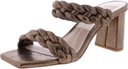 Dolce Vita Paily Bronze Metallic Stella Suede Braided Straps Heeled Sandals