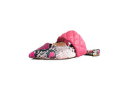 Cecelia New York COBBLER Pointed Toe Slip On Slide Sandals Flat Mules PINK SNAKE