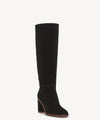 Vince Camuto Dameera Black Suede Fashion High Block Heel Rounded Toe Dress Boots