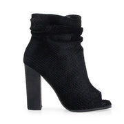 Privileged BY J.C. DOSSIER MISHA BLACK VELVET OPEN TOE BLOCK HEEL ANKLE BOOTIES (7)