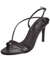 Charles David Hardy Black Leather Thin Strappy Mid Heel Open Toe Dress Sandals