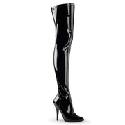 Pleaser Seduce-3000 Black Patent Fashion Stiletto Zip Over The Knee Boots 7