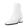 AUMOTED Chunky High Block Women Ankle Boots Square Toe Warm Short Boots Side Zipper Winter Booties Shoes 3.4 Inches