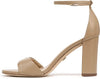 Sam Edelman Robyn Beige Buckled Ankle Strap Open Toe High Block Heel Sandals