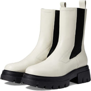 Ash Loud Tofu Pull On White Leather Lug Sole  High Rise Chelsea Platform Boots