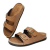 Yozuru Womens Flat Sandals Cork Footbed Slides with Arch Support Adjustable Buckle Slip on Slides Summer Open Toe Beach Sandals