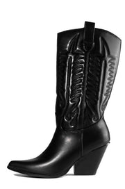 Cape Robbin Southern Belle Western Tall Shaft Pointed Toe Block Heel Cowboy Boot (8, BLACK)