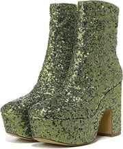 Circus By Sam Edelman Ilana Bright Jade Sequin Inside Zip Block High Heel Boots