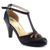 Chase & Chloe Kimmy-36 Black Pu Women's Teardrop T-Strap Dress Pumps