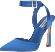 Steve Madden Sarantos Blue Satin Ankle Strap Pointy Toe Stiletto Heeled Sandal