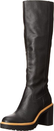 Dolce Vita Corry H2O Onyx Leather Block Heel Almond Toe Knee High Fashion Boots