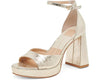 Dolce Vita Pandro Platinum Distressed Leather Ankle Strap Open Toe Heeled Sandal