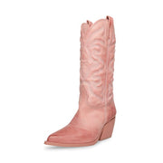 Steve Madden West Pink Leather Pull On Pointed Toe Block Heel Western Boots