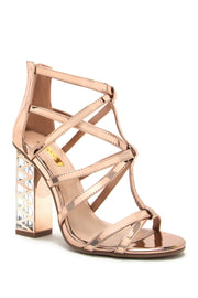 Qupid Lumi-02 Rose Gold Caged Clear Lucite Heel Strappy Sandal
