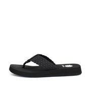 Yellow Box Soleil Easy slip-on Thong Wedge Sandals Black Metallic