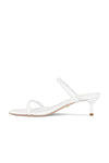 Raye Rene White Leather Elegant Slip On Fashion Open Toe Low Heel Heeled Sandals