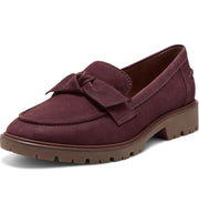 Lucky Brand Tamio Andorra Burgundy Flat Knot Bow Lug Sole Slip On Modern Loafers