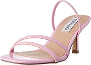 Steve Madden Loft Pink Patent Squared Toe Stiletto Kitten Heel Slip On Sandal