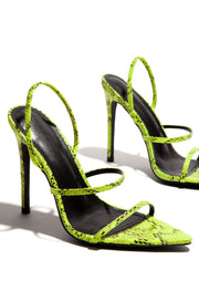 Cape Robbin Barefoot Flexin Snake Lime Thin Dainty High Heeled Dress Sandals
