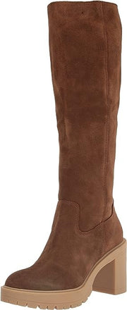 Dolce Vita Corry H2O Dk Brown Suede Block Heel Almond Toe Knee High Fashion Boot