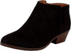SODA Black Suede Stacked Block Heel Closed Rounded Toe Side Zipper Ankle Booties
