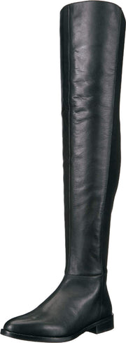 Vince Camuto Hailie Black Leather Pointed Over-the-Knee Leather Boots