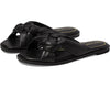 Cole Haan Anica Black Leather Open Toe Slip On Knotted Strap Flat Slides Sandals