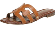 Sam Edelman Bay Saddle Brown Open Toe Slip On Leather Flats Slides Sandals